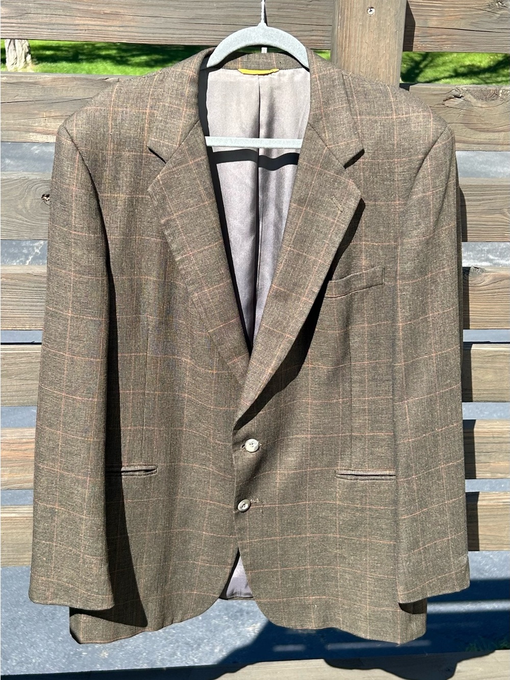 Men's Brown Plaid Blazer - Tailored Windowpane Sport Coat